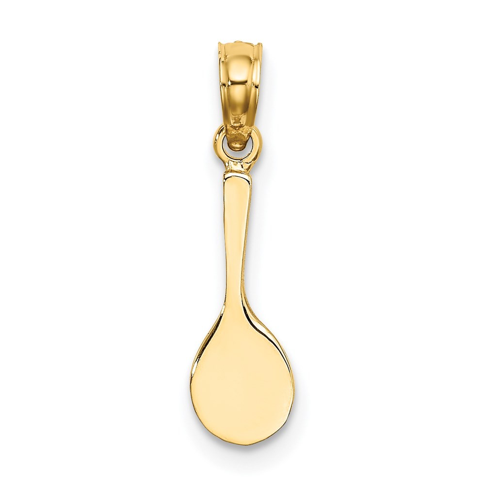14K Yellow Gold Solid Polished 3-D Tennis Racquet Charm Pendant L-13.4mm,W-5.1mm