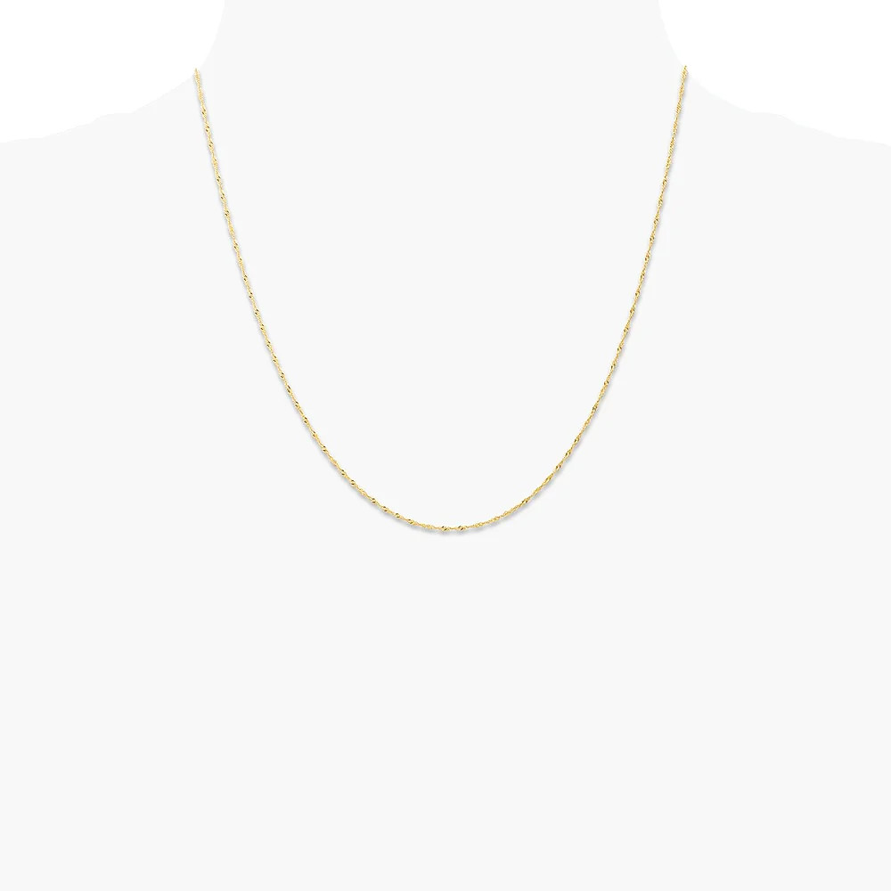 10K Yellow Gold 1mm Carded Singapore Chain Necklace 16″-24″