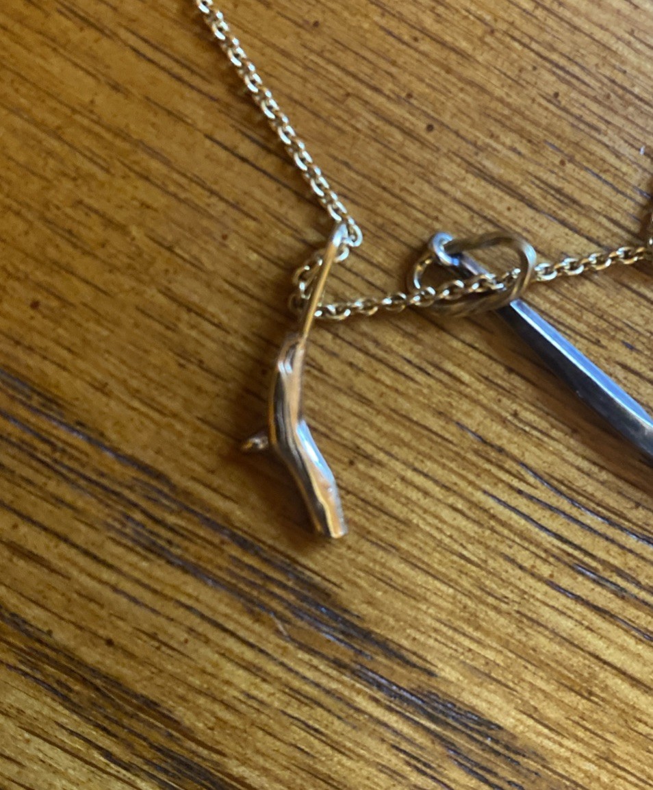 Sarah McGuire Studio Gold Long Necklace with Three Mixed Metal Pendants