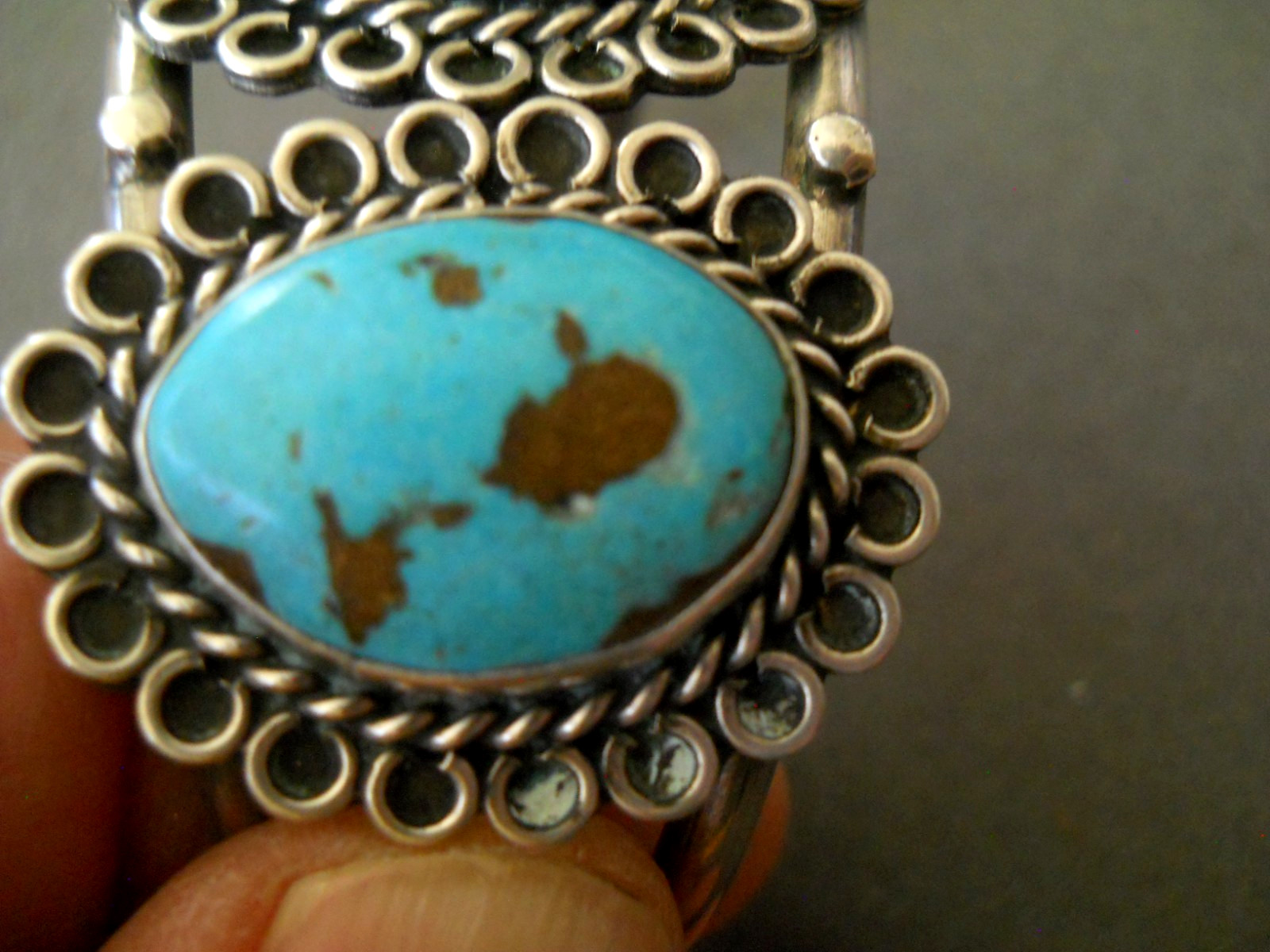 Native American Navajo Blue Turquoise w/Pyrite Sterling Silver Cuff Bracelet 40g