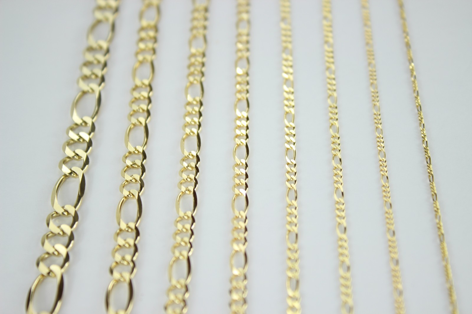 10K Solid Yellow Gold Figaro Chain Necklace Bracelet 2.5mm ~ 9mm / 16″ ~ 30″