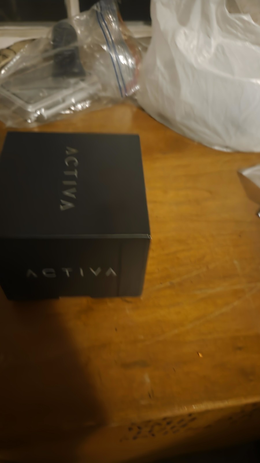 ACTIVA ACW8109 Tonneau Quartz Analog Watch Black/Gold Dial Gray Rubber Box