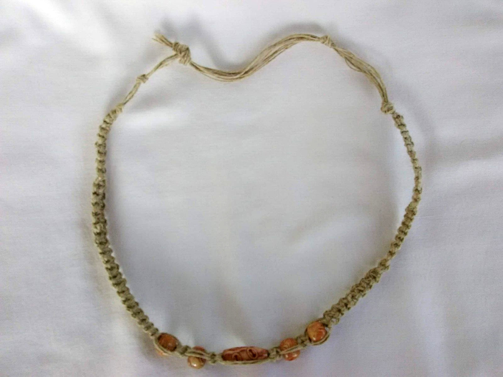 SURFER HEMP NECKLACE 20″ Adj Unisex Hippie Boho US Seller New