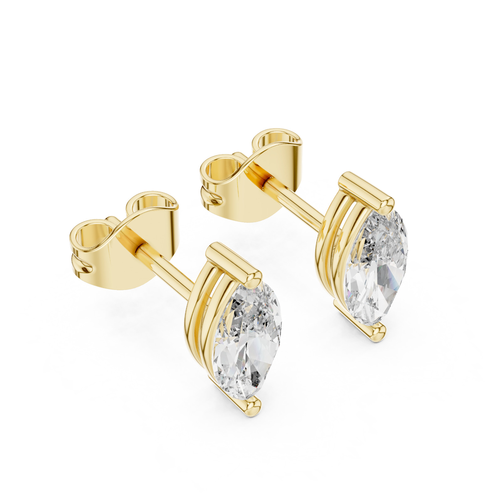 Certified Natural Diamond Designer Style Prong Studs Earrings 14K Gold Over