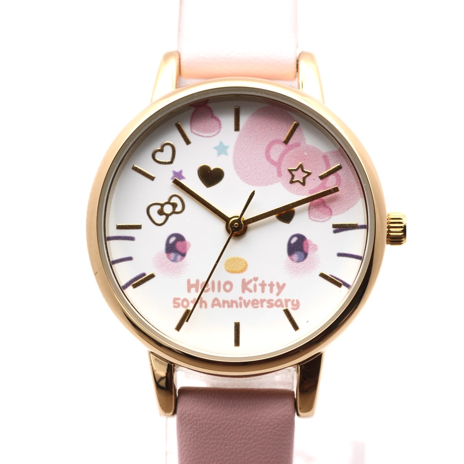 Hello Kitty 50th Anniversary Ladies Watch Pink Gold Quartz w/Box Warranty Japan