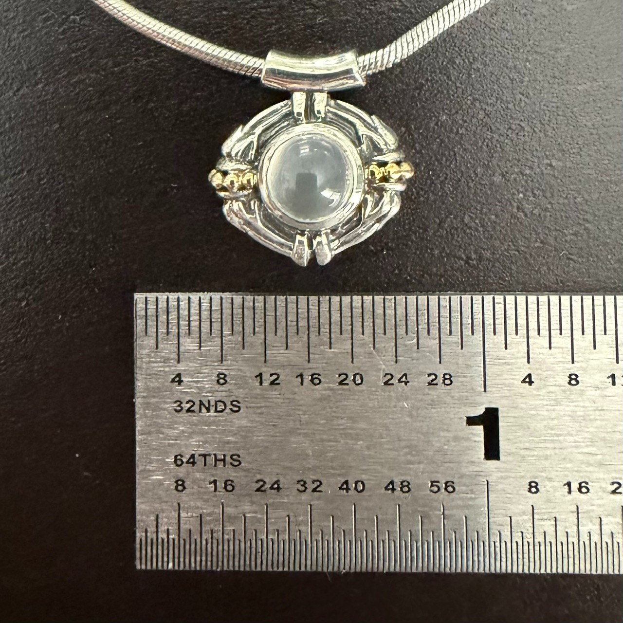 LAGOS Rare Vintage SS & 18k Caviar Moonstone 16″ Necklace