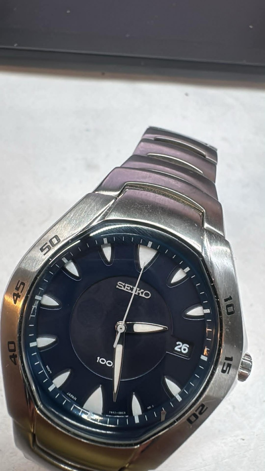 SS Seiko Mens Quartz Watch 7N42-0AK0 40mm Japan Working 100m A20