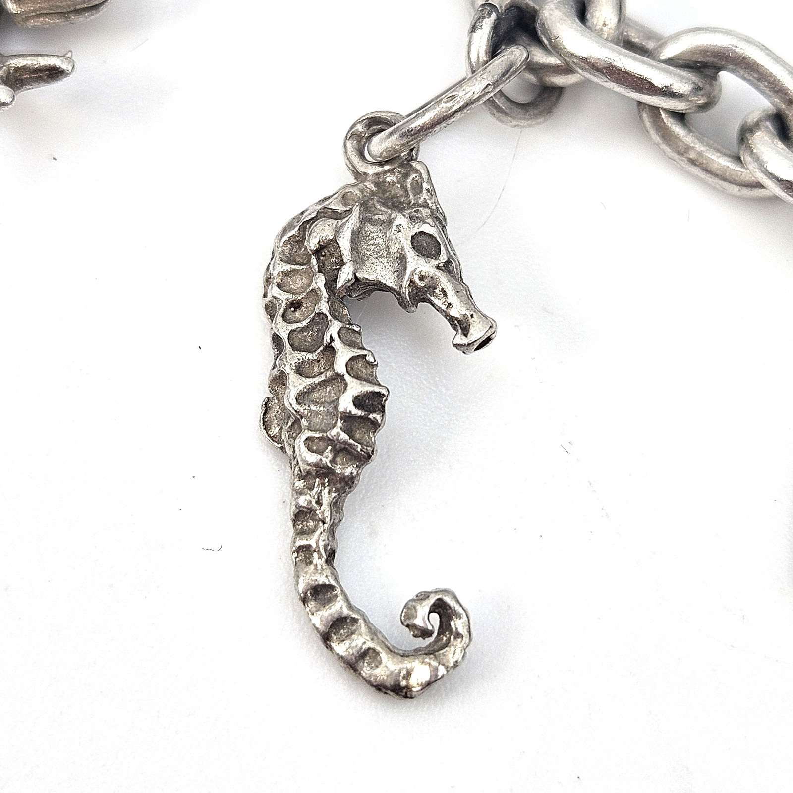 Vintage Sterling Silver 10 Charm Bracelet Nautical Animal Theme 35.4g