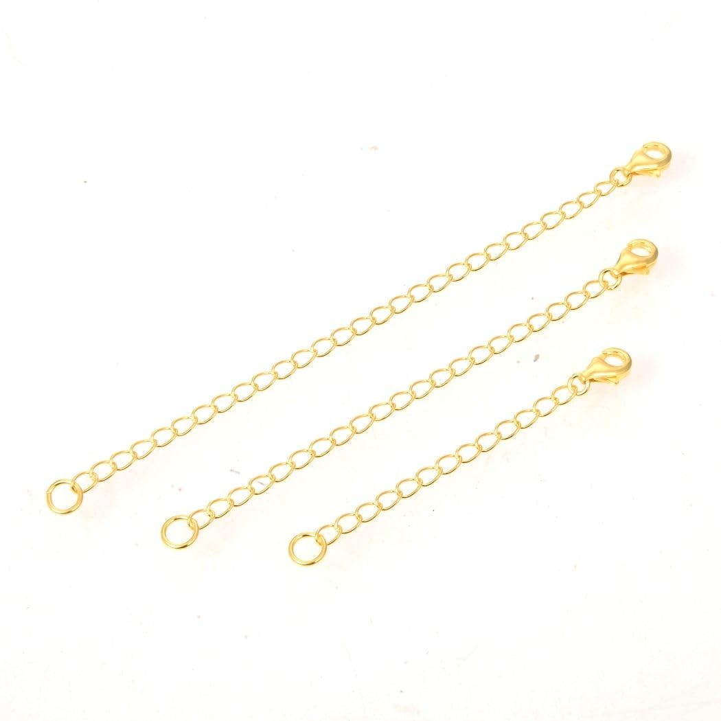 3pcs Adabele Real Gold Sterling Silver Chain Extender Clasp 2″ 4″ 6 inch