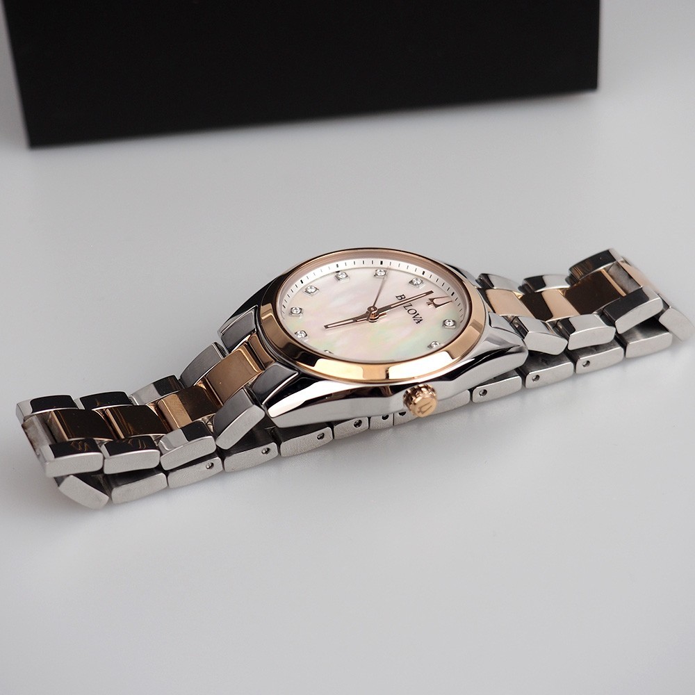 Bulova Surveyor 98P207 Diamond Mother of Pearl Dial Women’s Quartz Watch 31MM