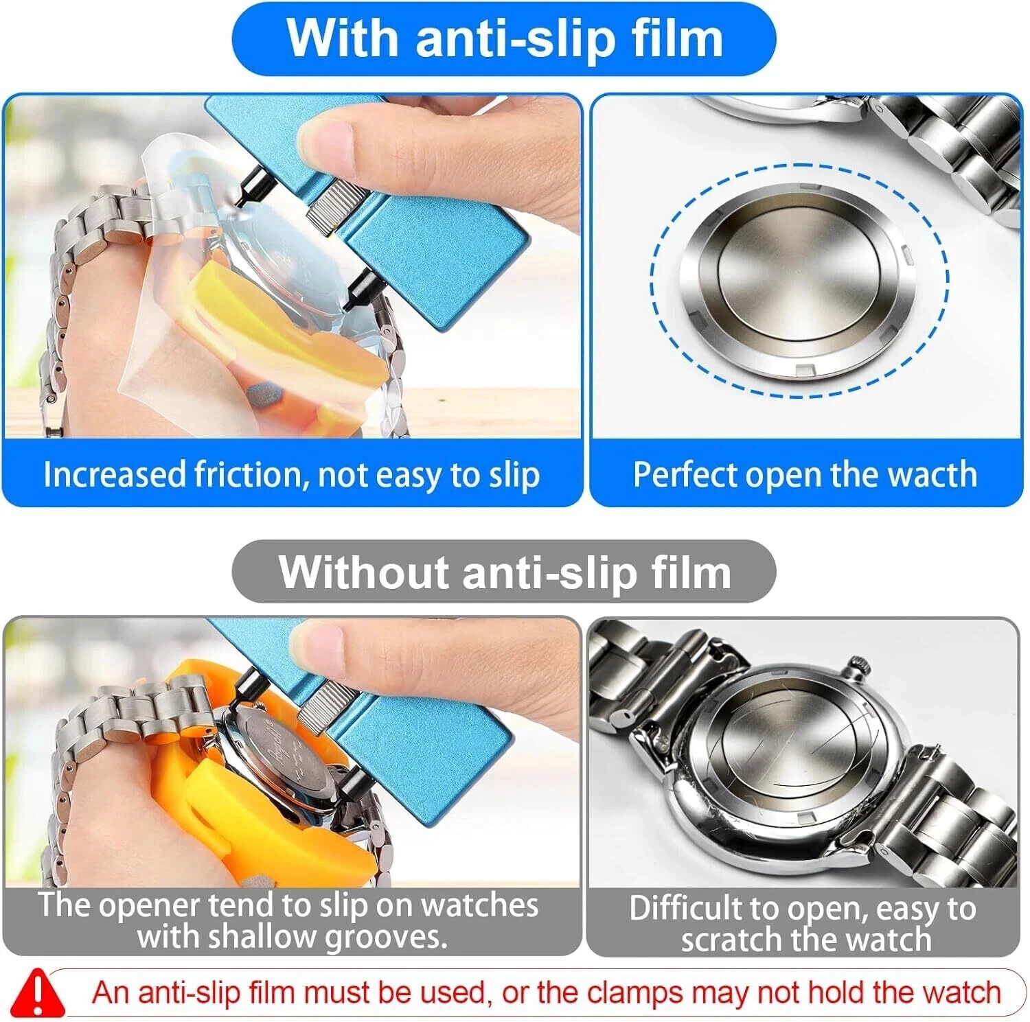 Adjustable Rectangle Watch Back Case Cover Opener Pin Remover Wrench Repair Kit