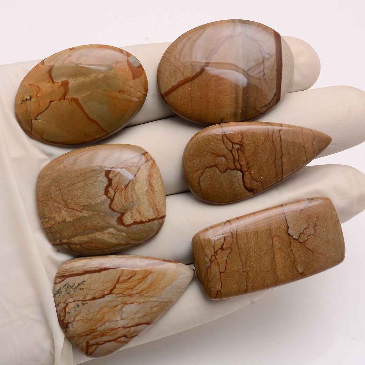 6 Pcs Natural Picture Jasper Designer 32mm-40mm Cabochon Untreated Gemstones Lot