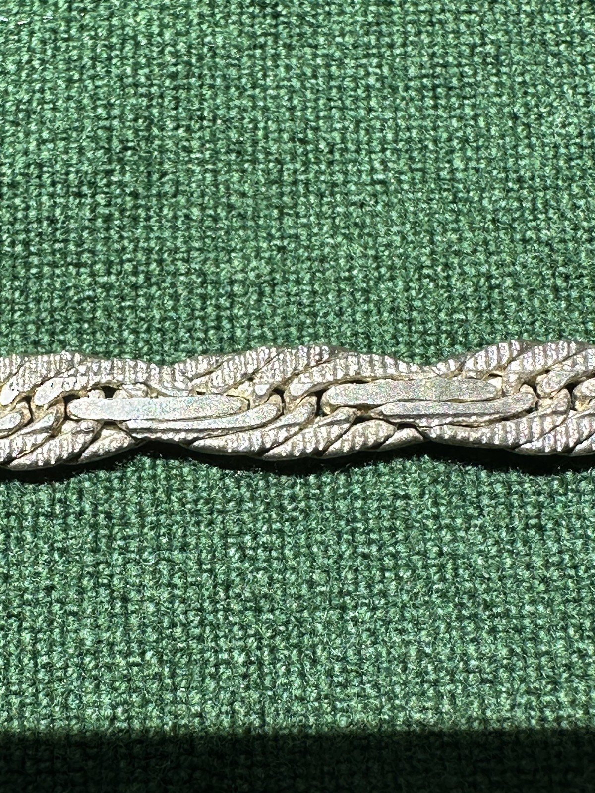 925 Sterling Silver Flat Braided Chain Bracelet 7.5″ Woven Link Design