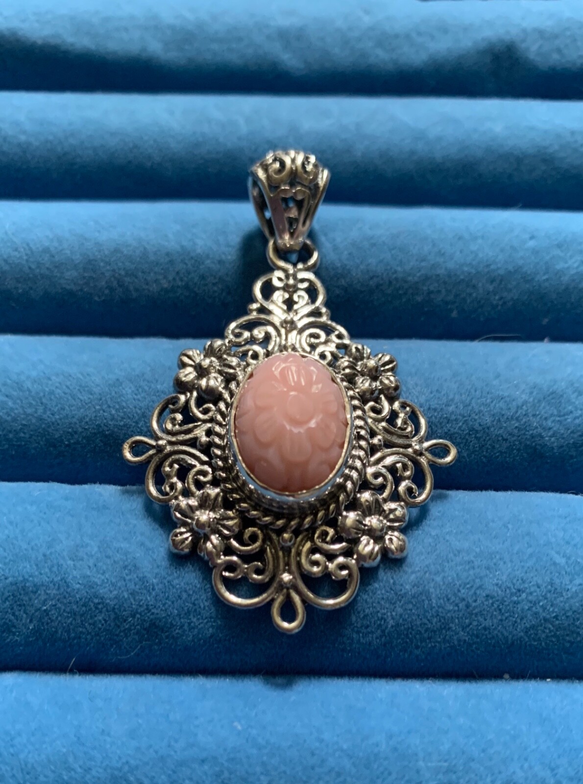 BALI LEGACY Pink Opal Carved Pendant in Sterling Silver – 9.0 ctw.