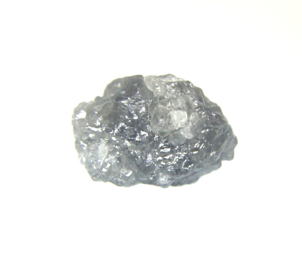 4.87 CT UNCUT SILVER GRAY ROUGH DRILLED DIAMOND FOR PENDANT 12.11×8.40×6.40 MM