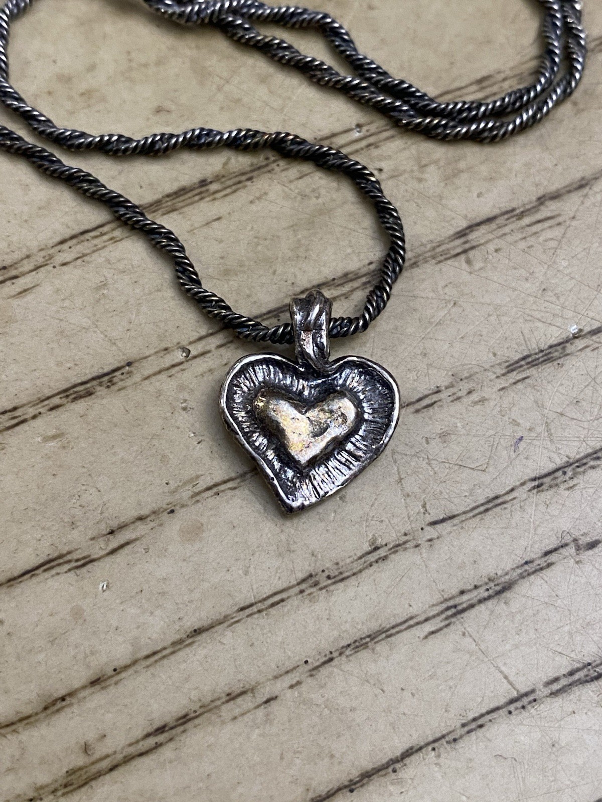 Shabool DIDAE Israel Handmade 925 Sterling Silver Signed Heart Necklace 16”