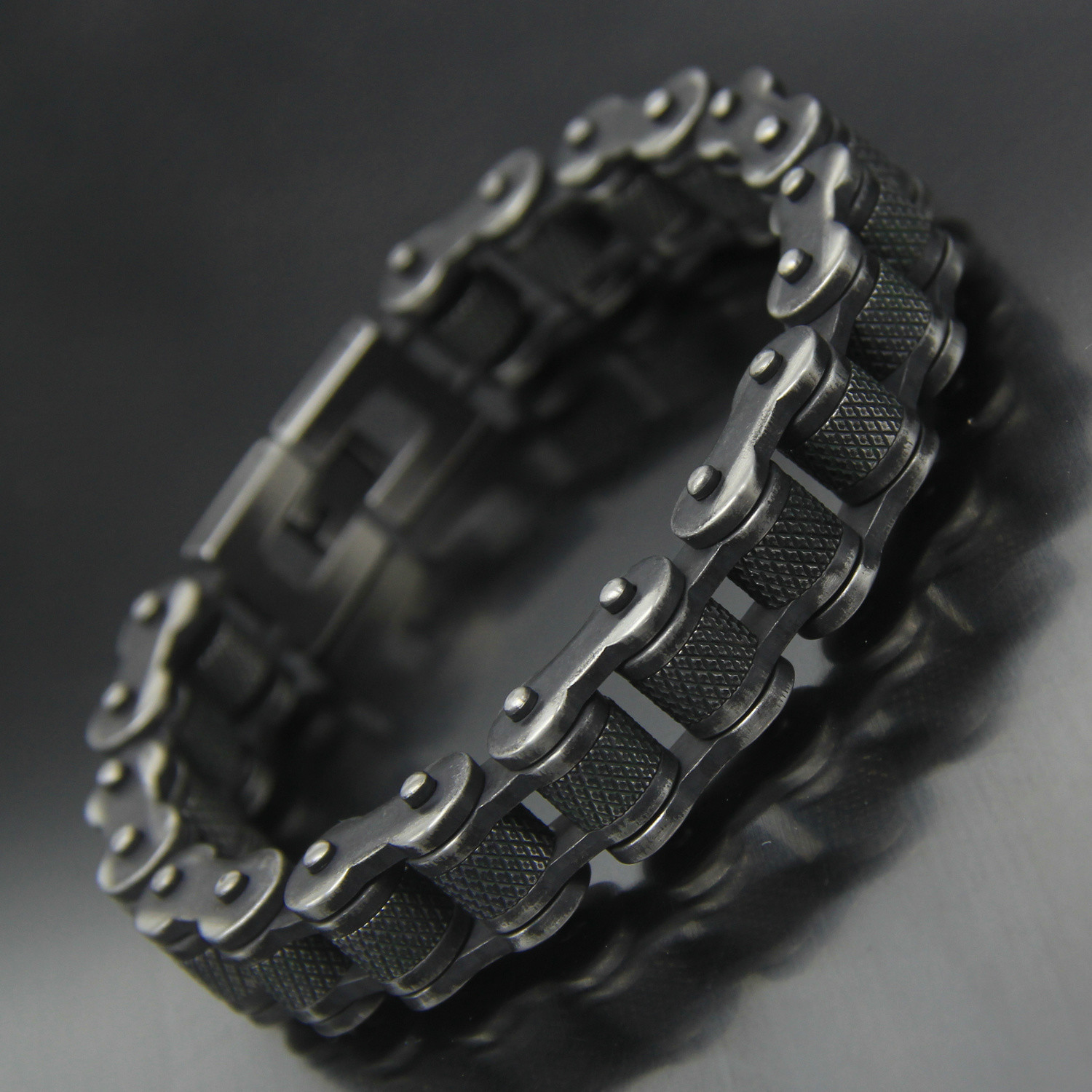 Gunmetal Motorcycle Bike Chain Bracelet Old Metal Finish Stainless Steel 13/16mm
