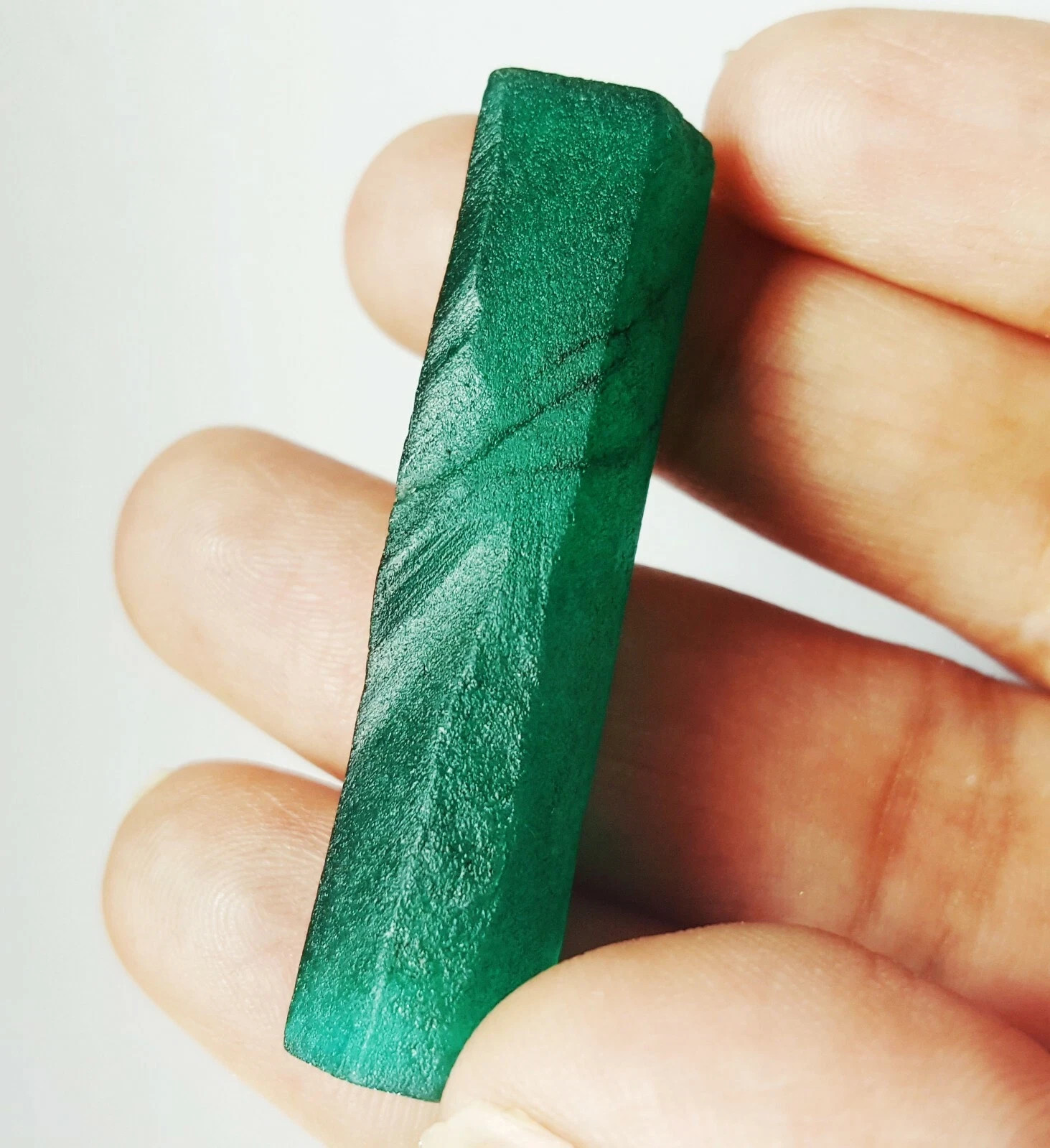 Natural Green Emerald 36.34 Ct Loose Gemstone Pencil Rough Certified A+ Quality