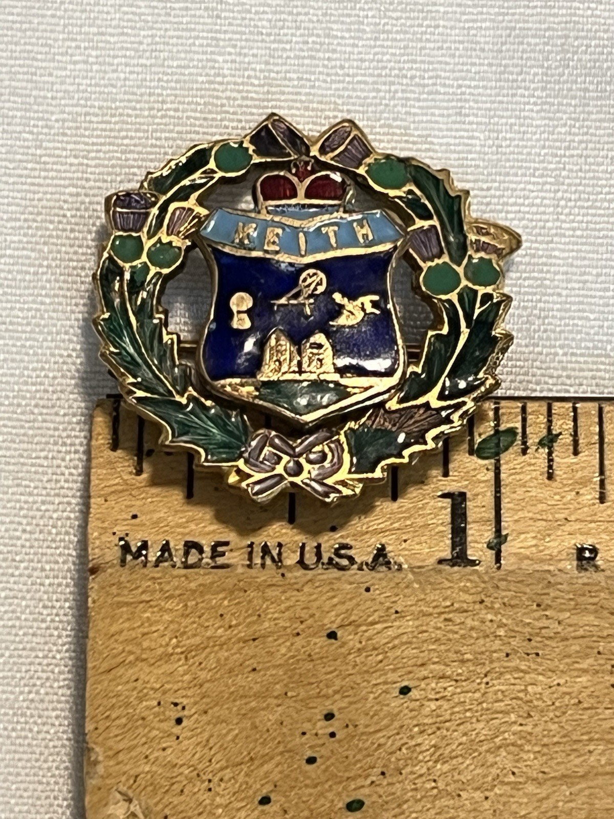 Vintage KEITH Clan Coat of Arms Enamel Heraldic Brooch Pin Scotland Crest