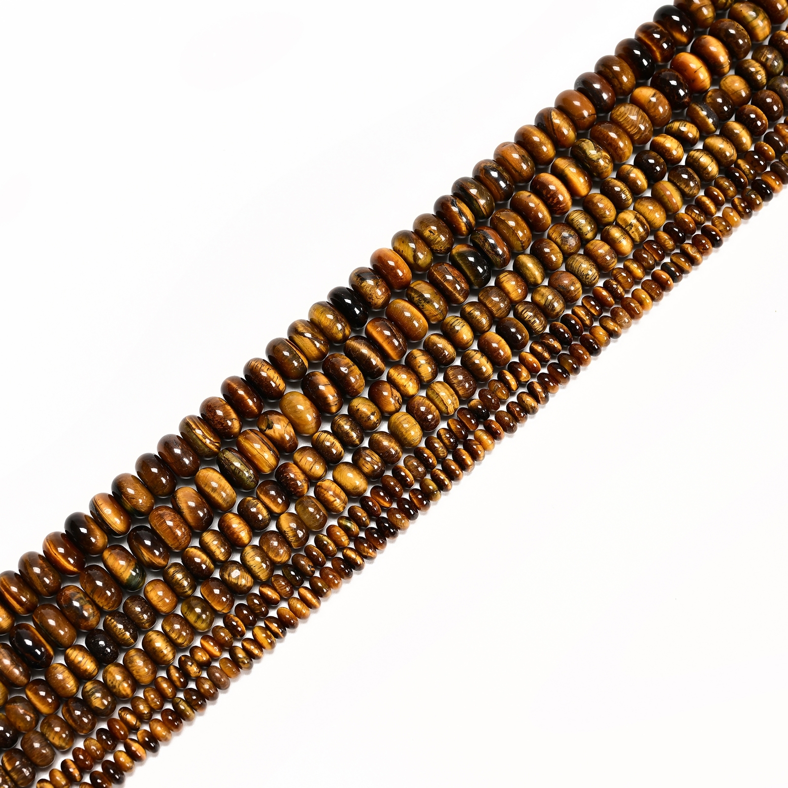 Natural Yellow Tiger Eye Smooth Rondelle Beads 2x4mm 4x6mm 5x8mm 15.5″ Strand