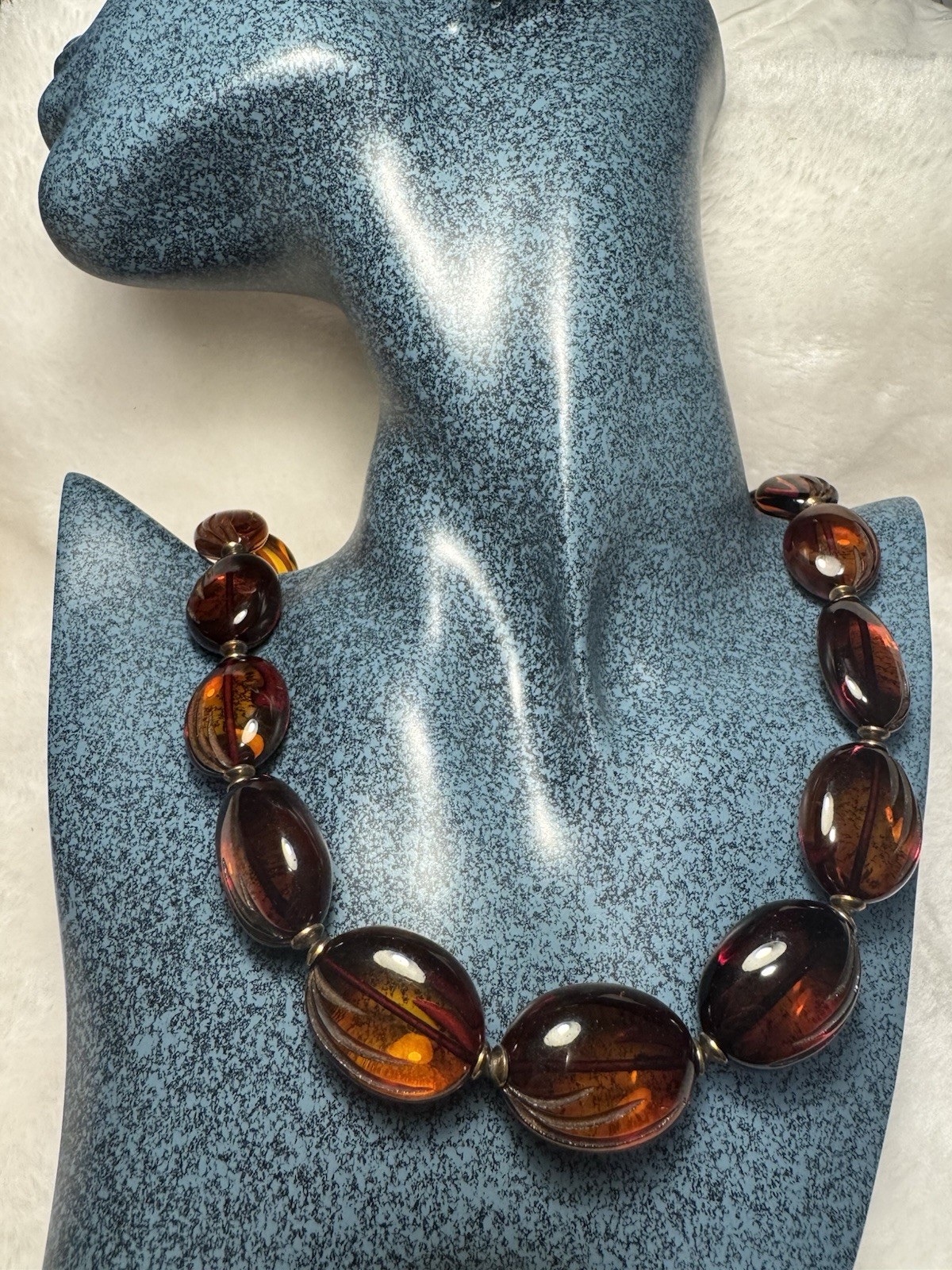 Natural Baltic Amber Bead Necklace – Large Polished Cognac Beads 56.37g 51cm