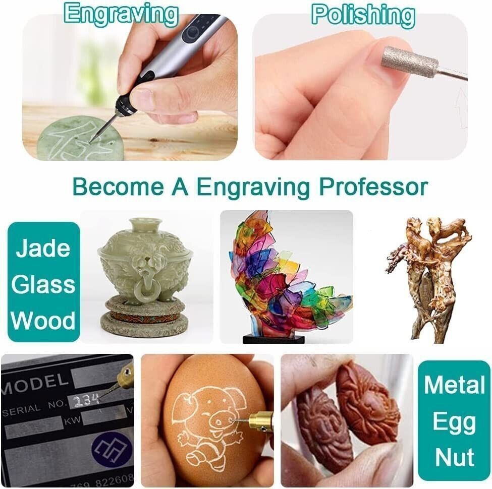 Cordless USB-Rechargeable Mini Electric Engraving Pen with 33 Bits – DIY Tool