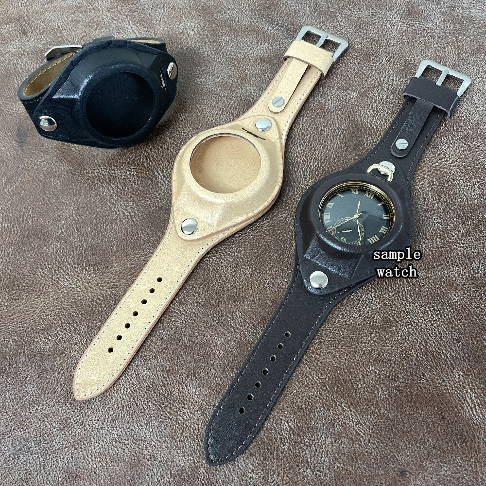 WW1 Vintage Look Cow Leather Wrist Strap Band for Pocket Watch Size 50mm #093