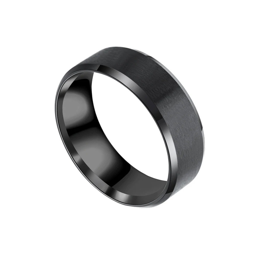 8MM Fashion Band Brushed Wedding Stainless Steel Solid Ring Men Women Gift