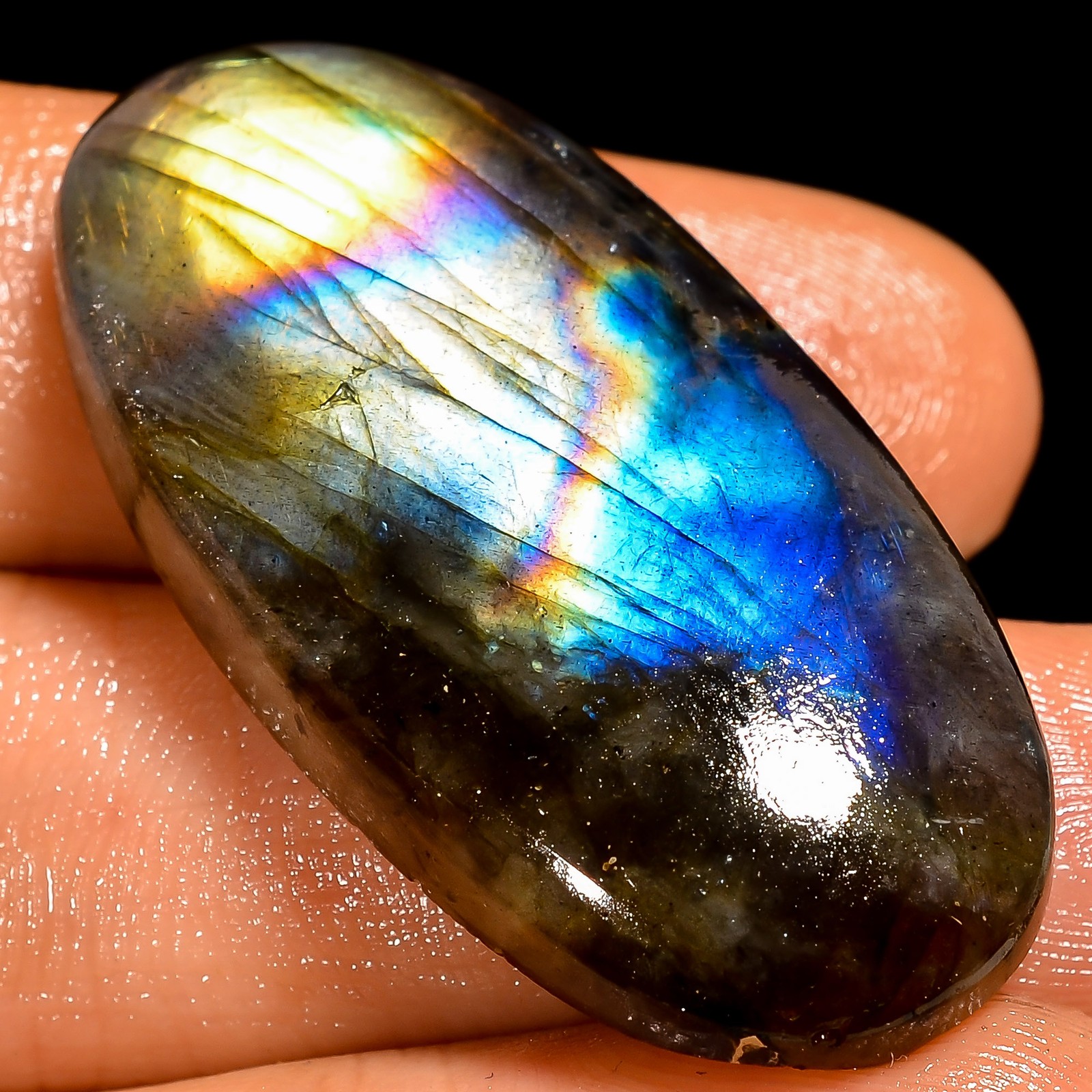 100% Natural Labradorite Oval Cabochon Loose Gemstone 50.5 Ct 39X19X7mm GC-44245