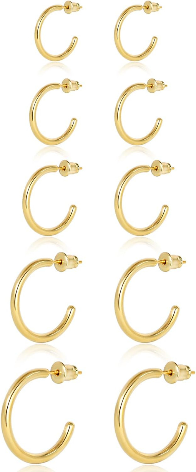 6Mm/8Mm/10Mm/15Mm/20Mm Minimalist Hoops for Women 14K Gold Open Huggie Hoop Ear