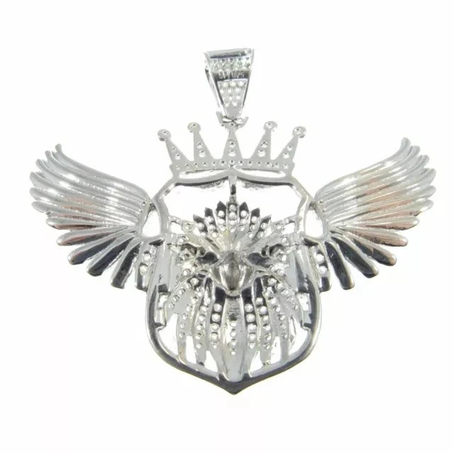 2.60Ct Round Cut Lab Created Diamond Crown Eagle Pendant 14K White Gold Plated