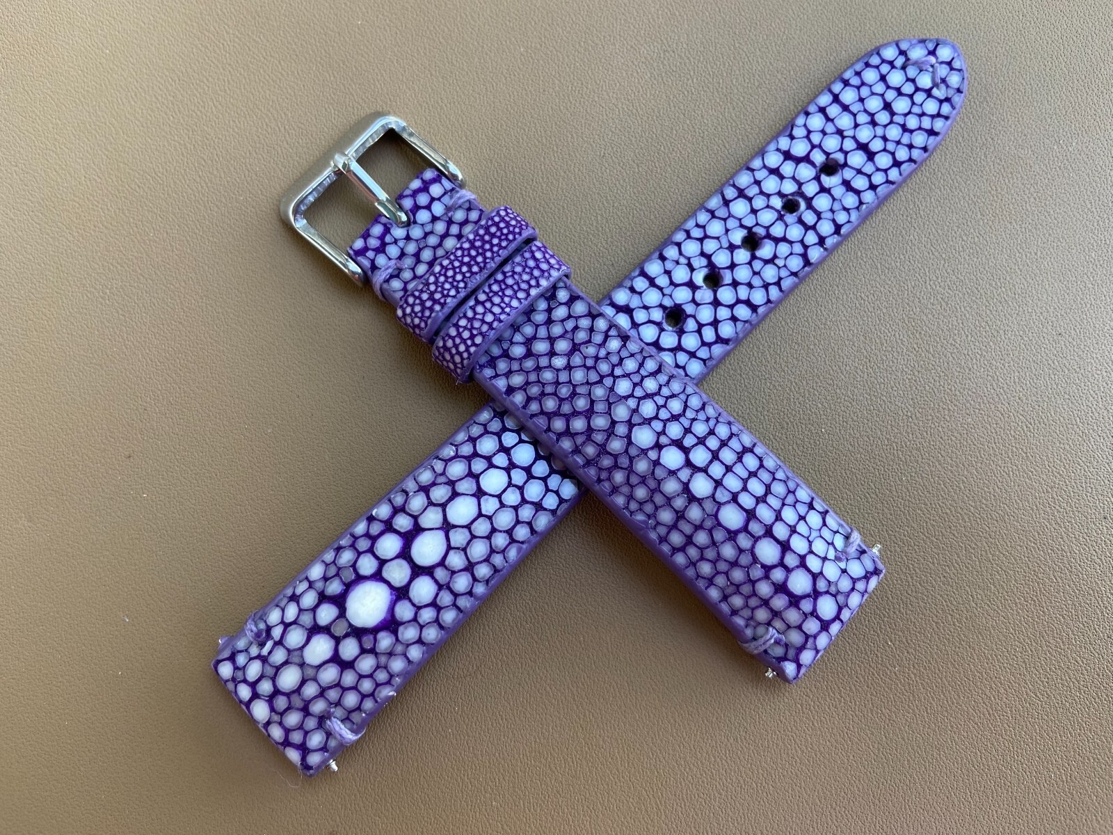 Purple Stingray Leather Watch Strap Band, Size 16mm 18mm 20mm 21 22mm 24mm 26mm