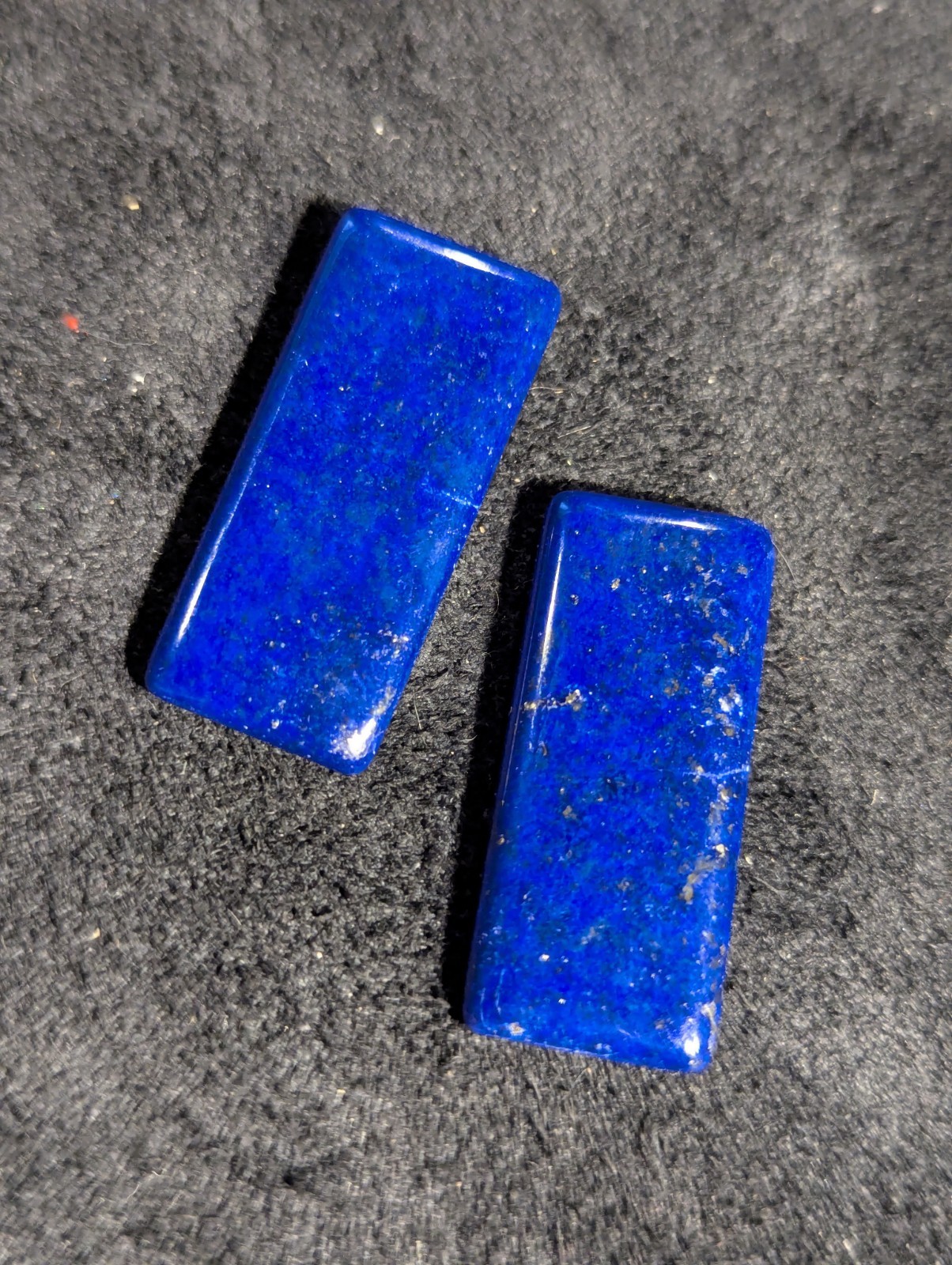 2 Blue Lapis Lazuli Polished Rectangular Cabochon Loose Gemstones