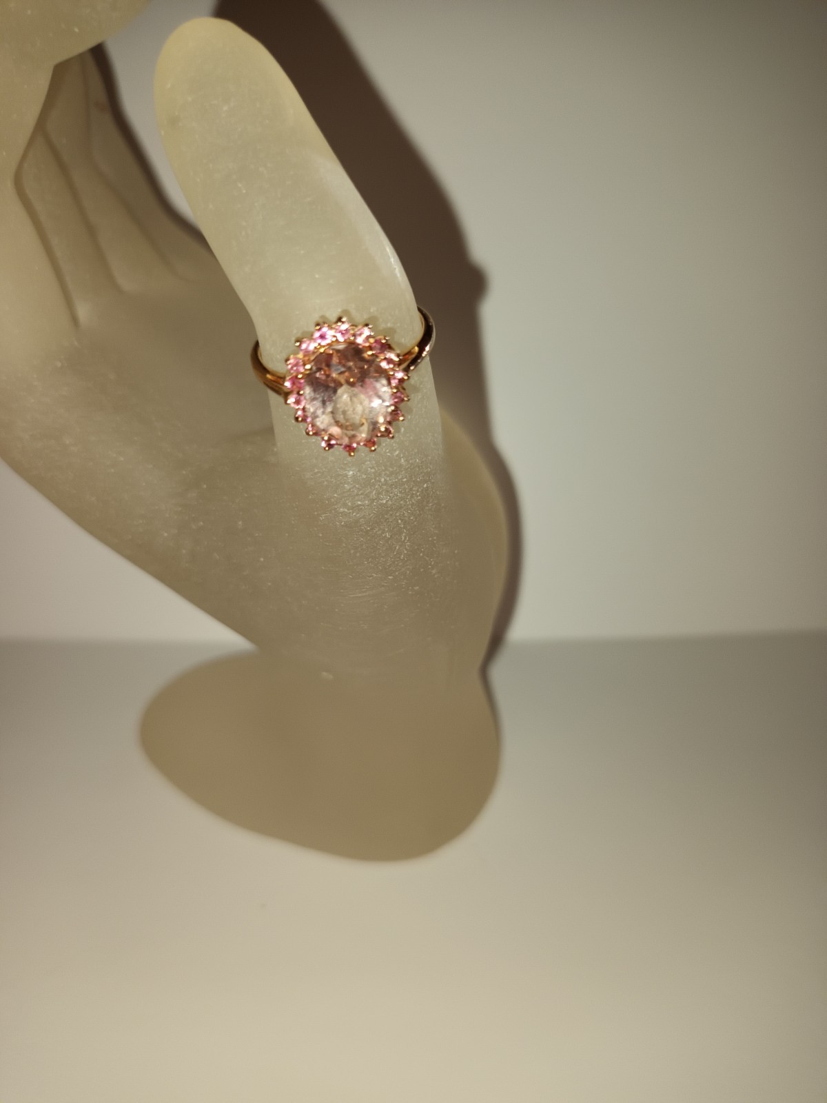 750 Rose Gold 18ct Ring 1 Large Morganite 18 Pink Tourmaline Entourage 17/54
