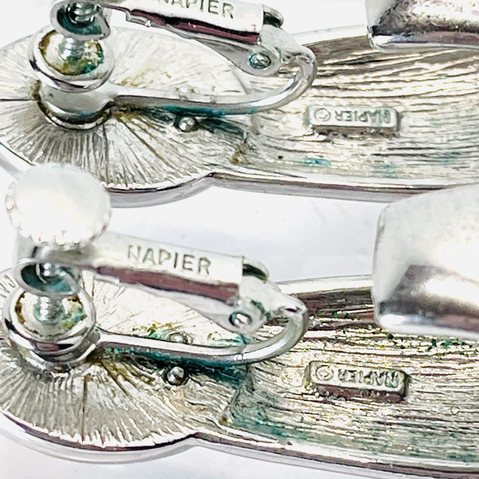Vtg Napier Black & Silver Clip On & Screw Back Earrings – Classic Luxury- 1.5”
