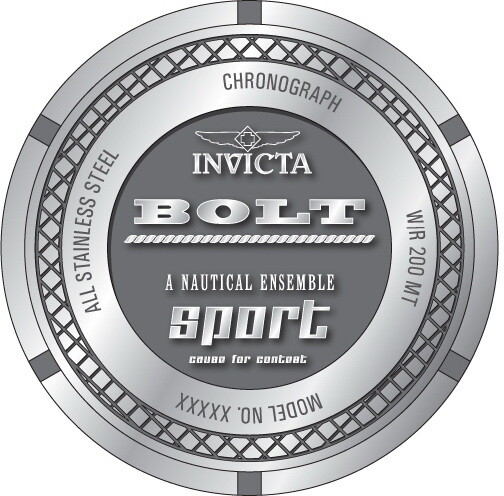 InvictA ‘ Nautical Ensemble Sport ‘ BOLT BLACK Rubber band 50mm CHRONOGRAPH NEW