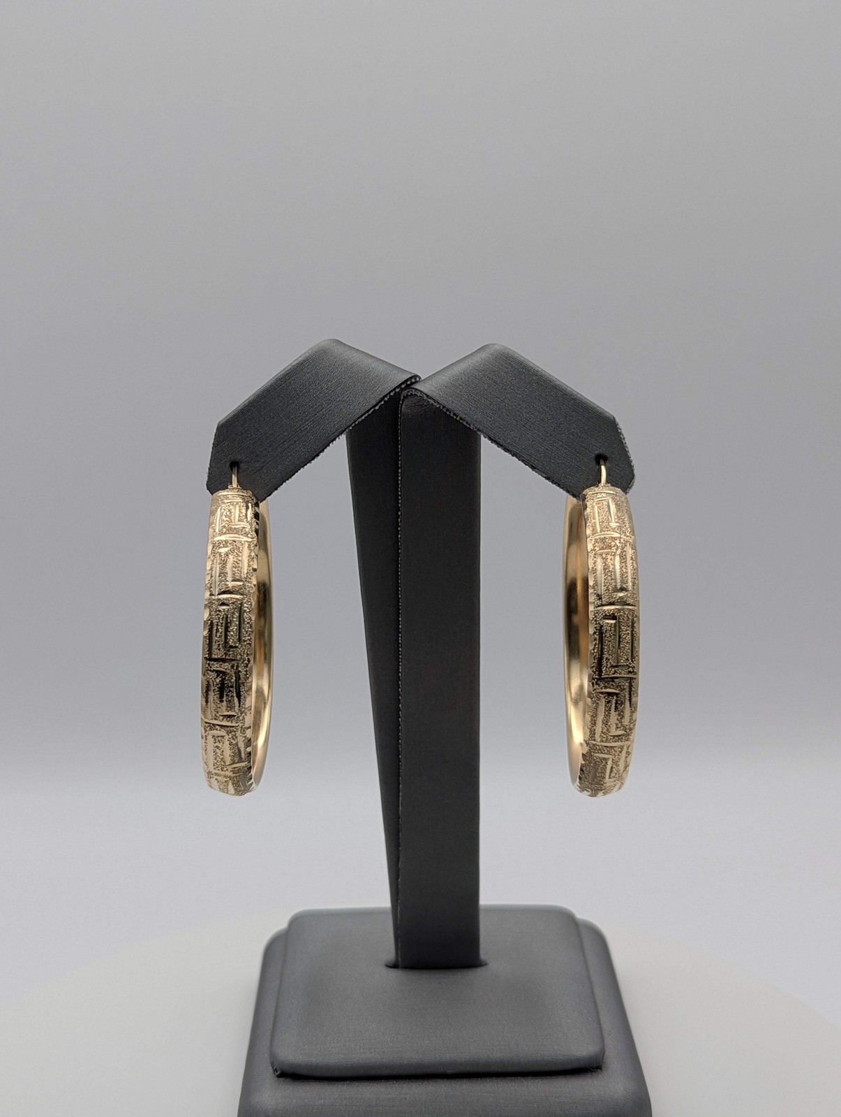 14K YG Greek Key Hoop Earrings