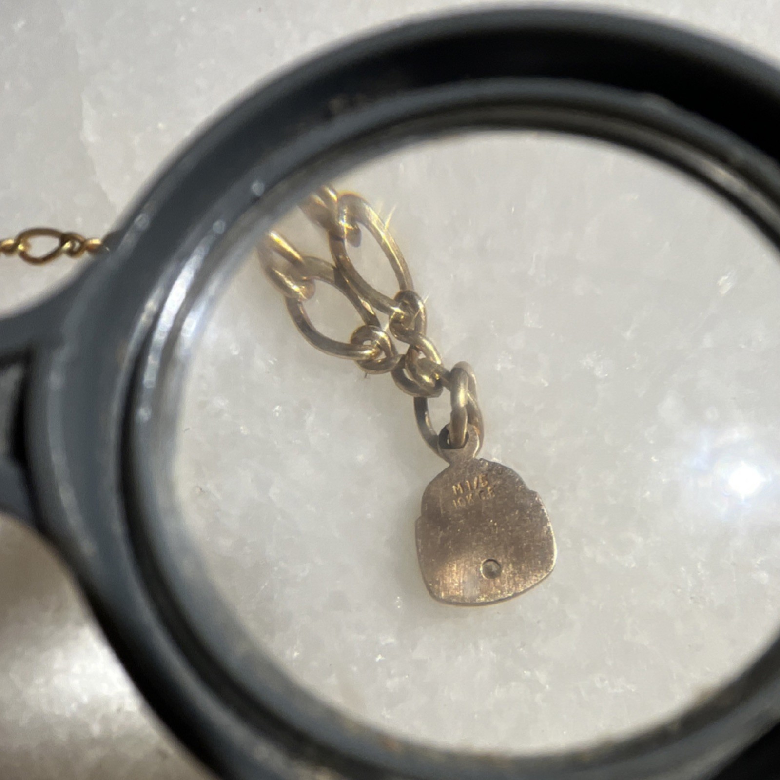 M1/5 10k GE Gold Dangle Charm Oval Link Chain Bracelet Vintage Fine Jewelry