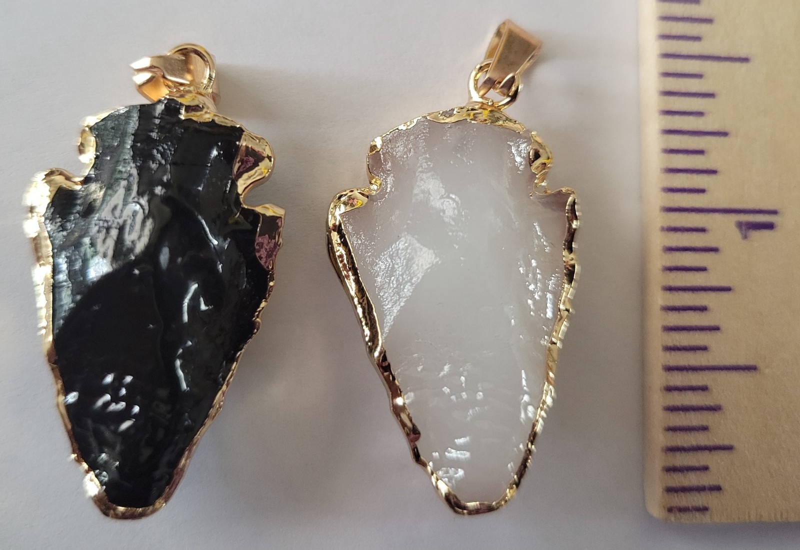 2 Natural Stone Arrowhead Necklaces EACH with two 18″ chains