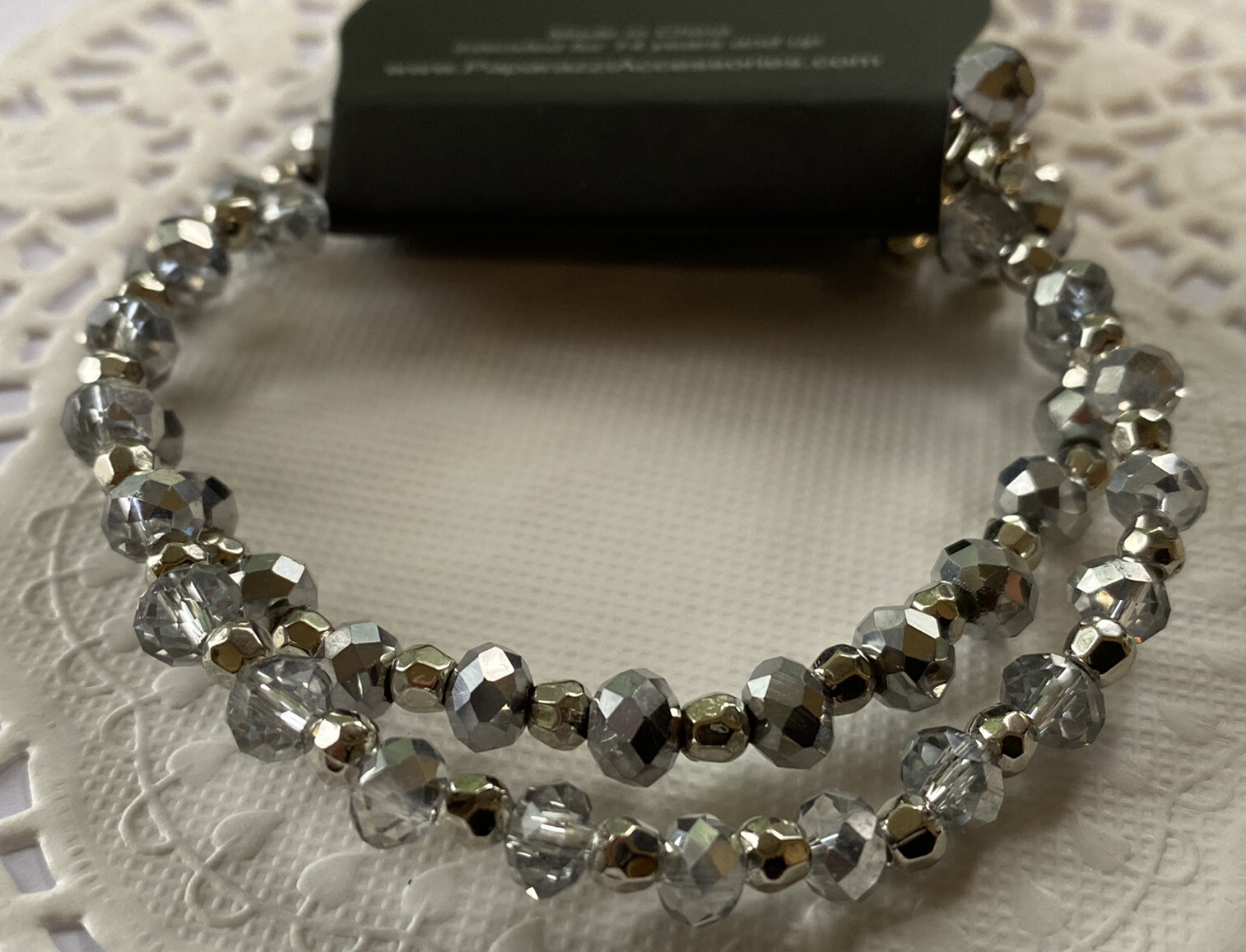 Paparazzi Sink or Shimmer Silver, Hematite, Smoky Crystal-Like Beads Stretchy