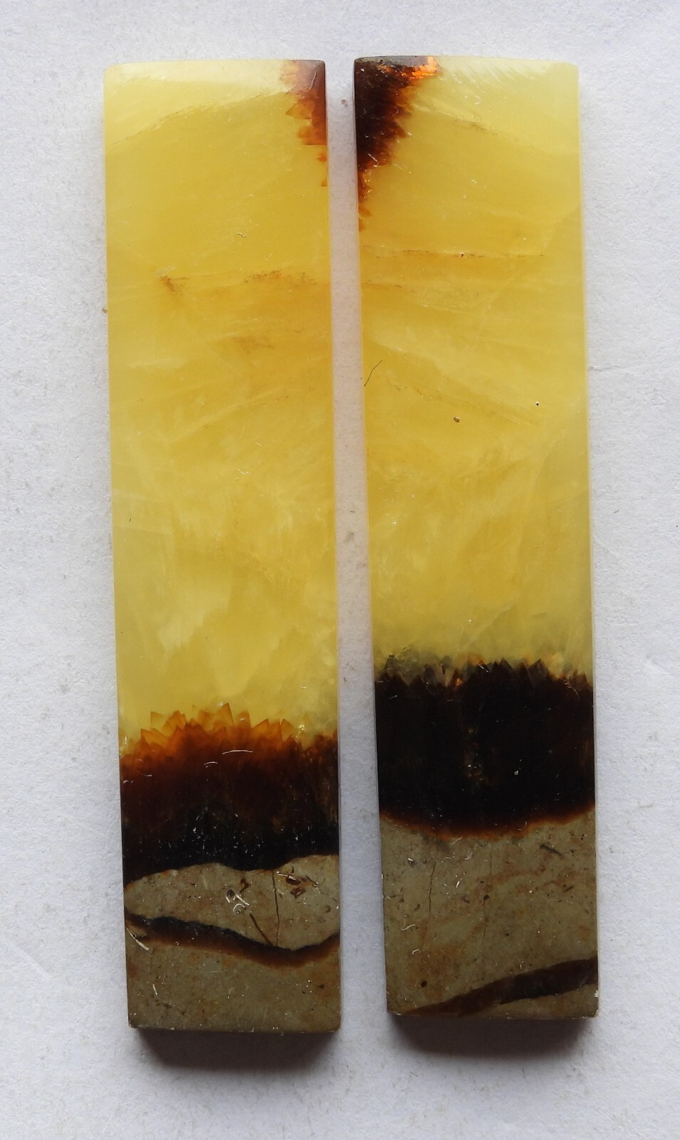 57.55 Ct Natural Yellow Septarain (47.3m X 11m Each) Cabochon Loose Match Pair