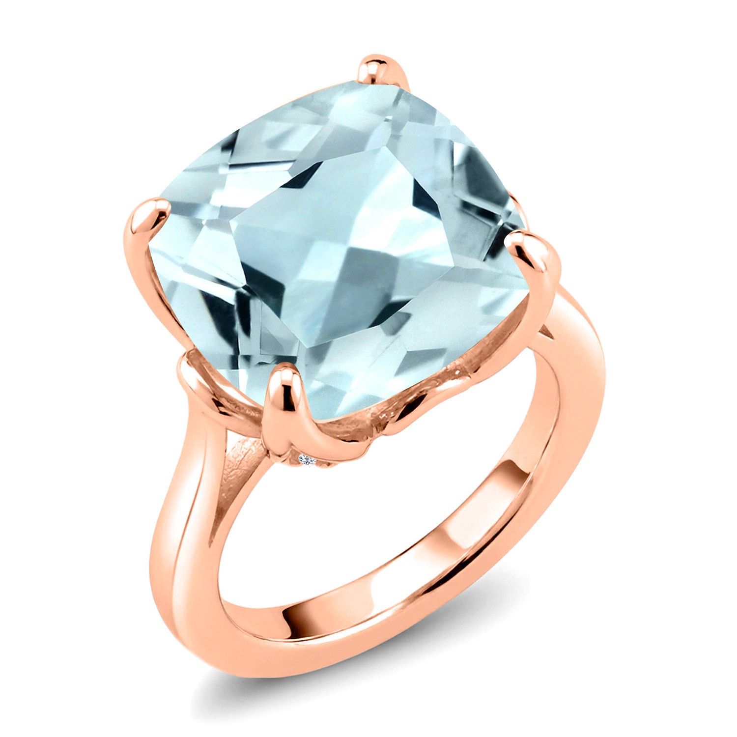 10.90 Ct Sky Blue Simulated Aquamarine White Topaz 18K Rose Gold Plated Silver