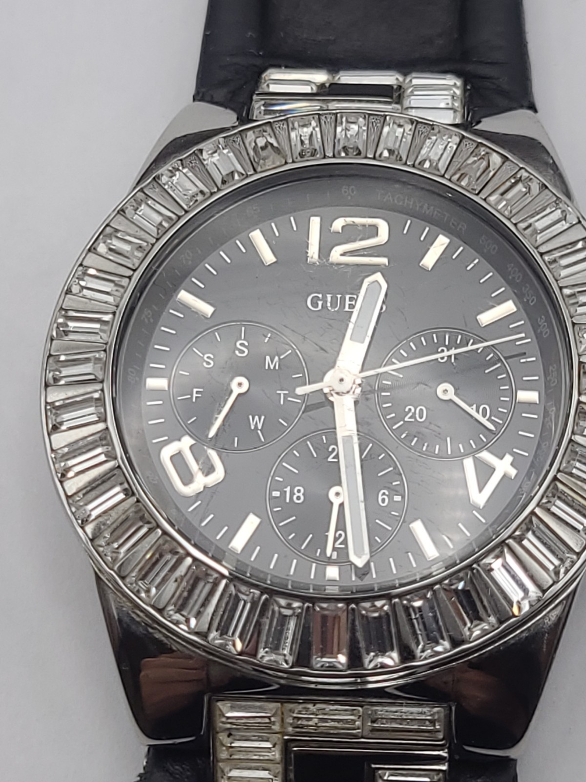 GUESS WATCH WATERPRO Black Dial Black Band New Battery Working