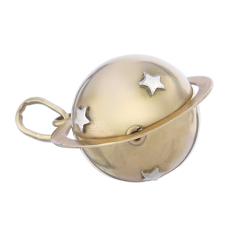 Ball Pendant Stars 750 Yellow Gold Italy approx. 1955-60