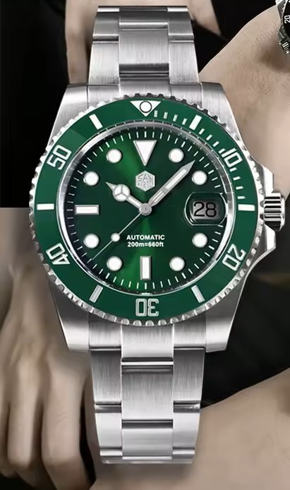 San Martin Upgraded 40mm Green Diver Watch SN0017