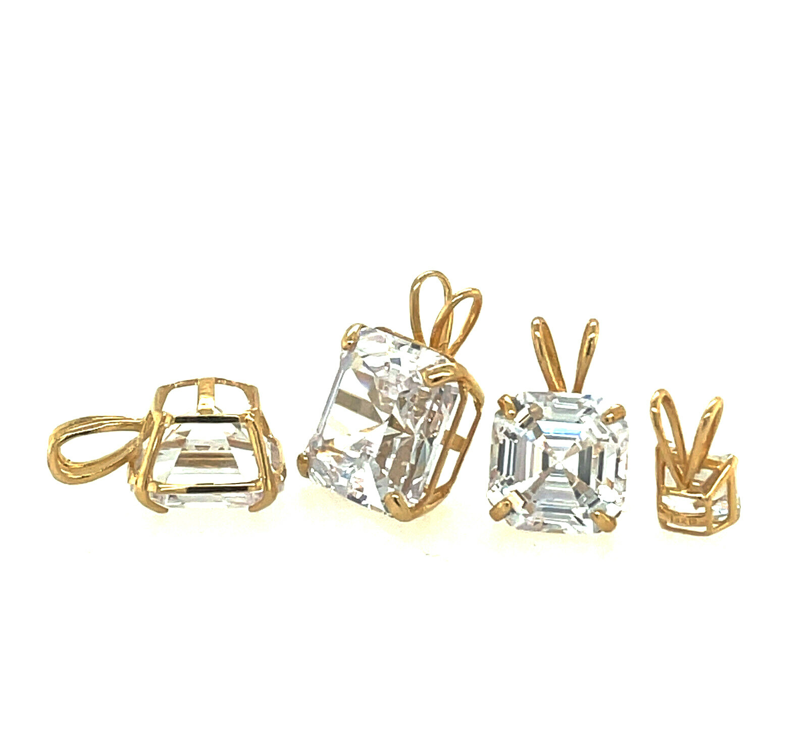 14k Yellow/ White/ Gold Asscher Cut CZ Pendant