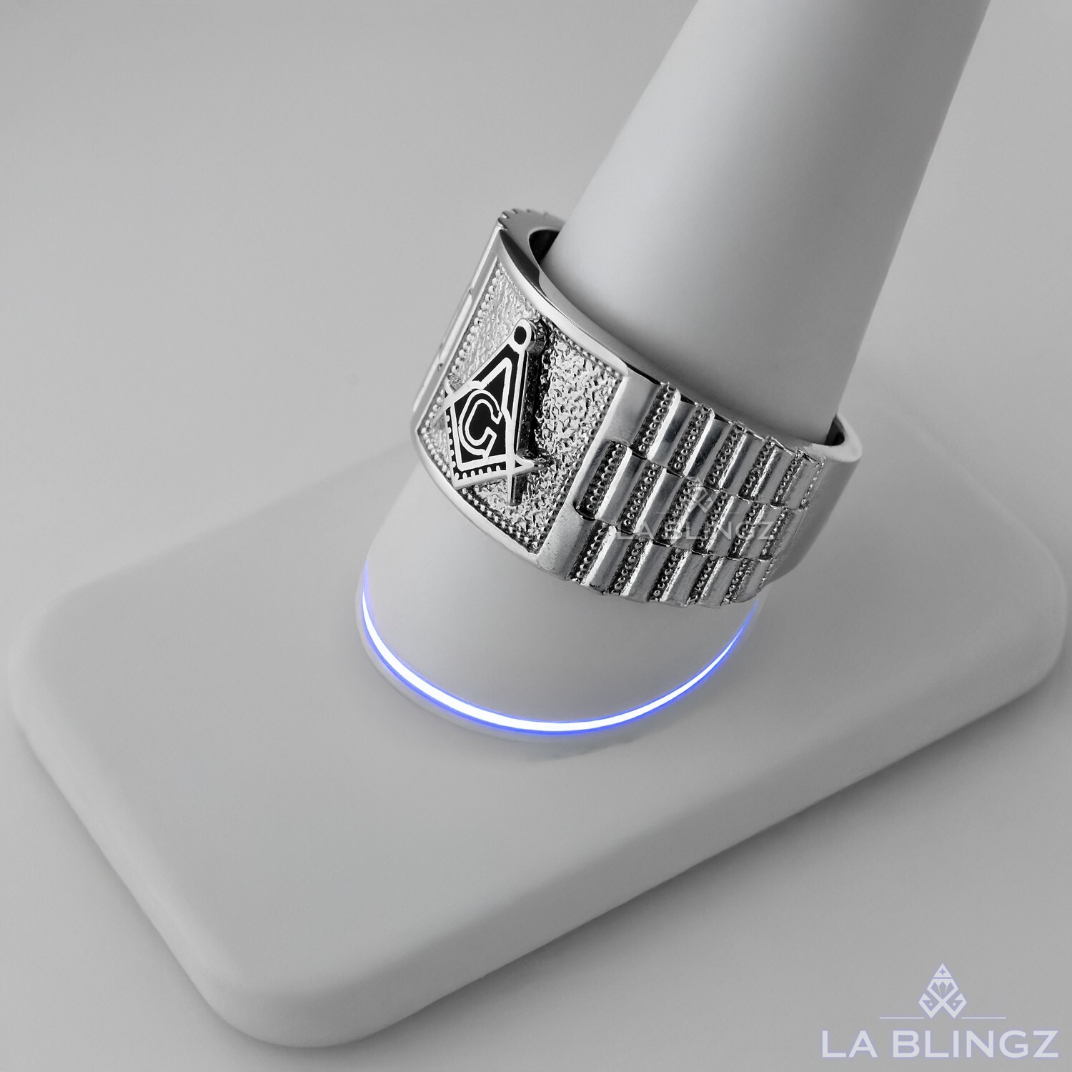Men’s Sterling Silver Masonic Square Watchband Ring
