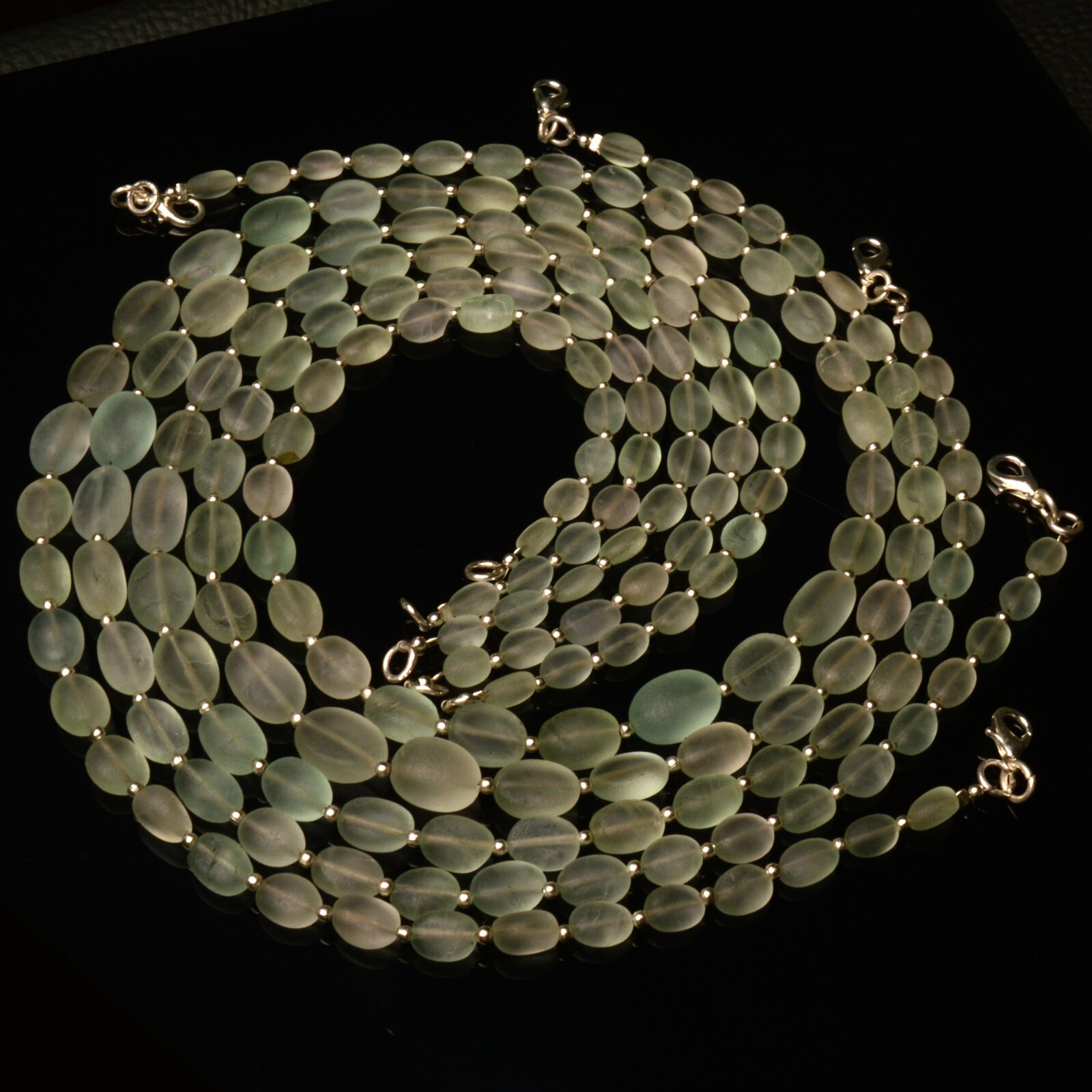 Rough Unpolished Green Fluorite 7 to 13 mm Size Oval Nugget Beads Necklace 16″