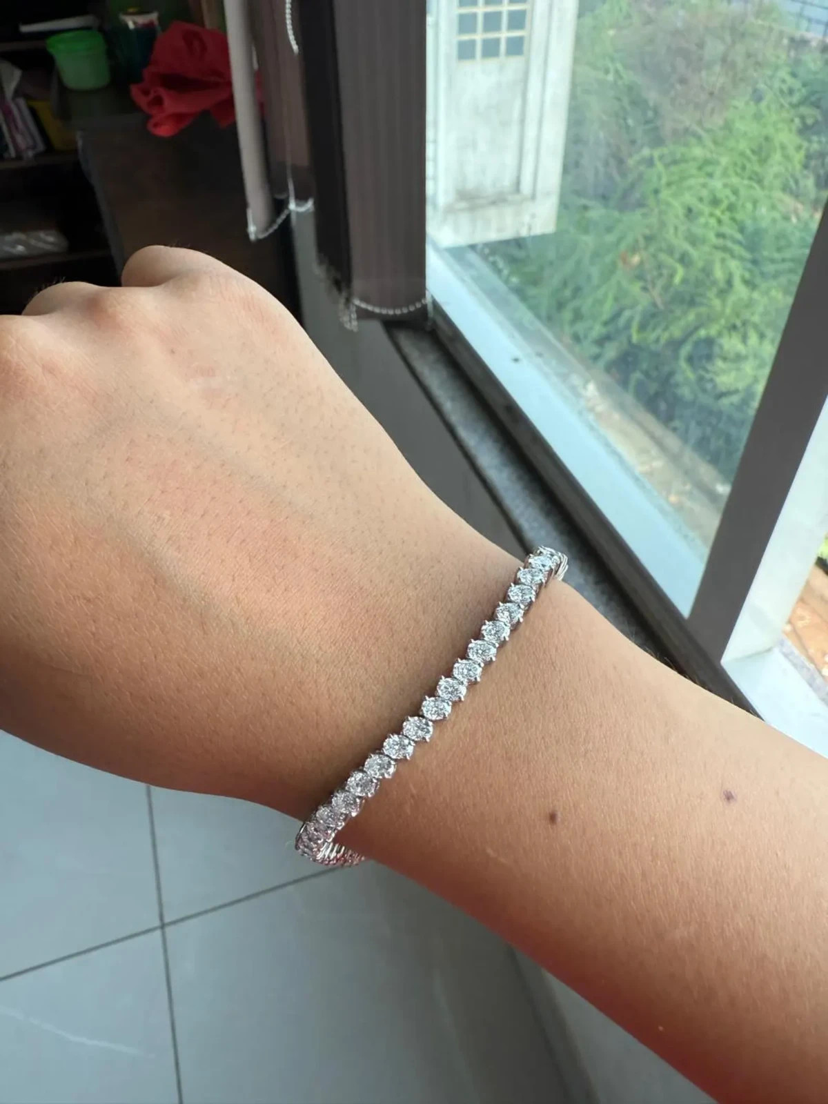 Valentine Gift! Oval Bracelet For Girlfriend Lab Grown Diamond 14K White Gold
