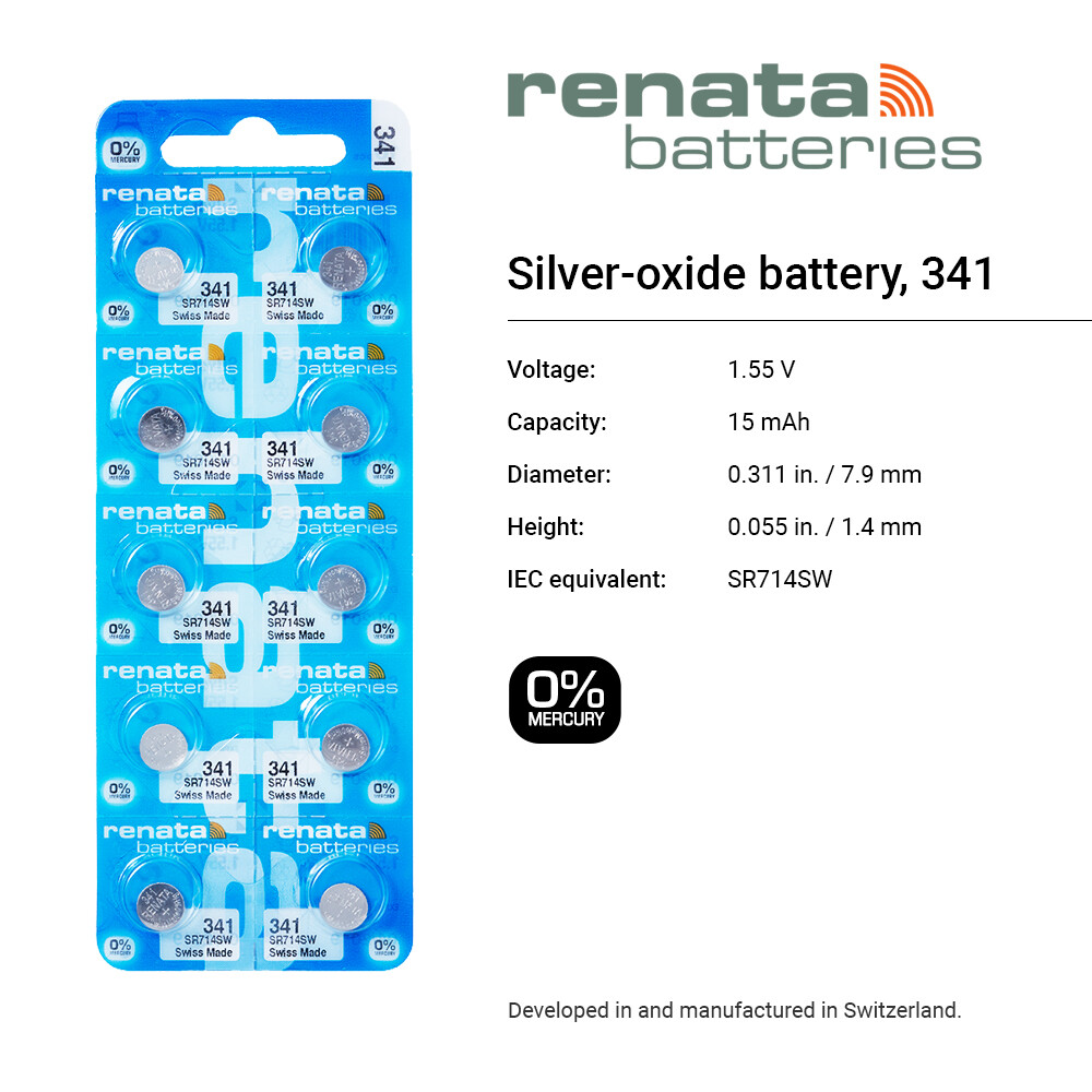 Renata 341 SR714SW 1.55V Silver Oxide Watch (5 Batteries) – Made in Switzerland
